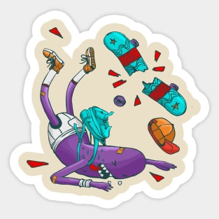 Skate shirt | Crashed skateboarder monster fan art Sticker